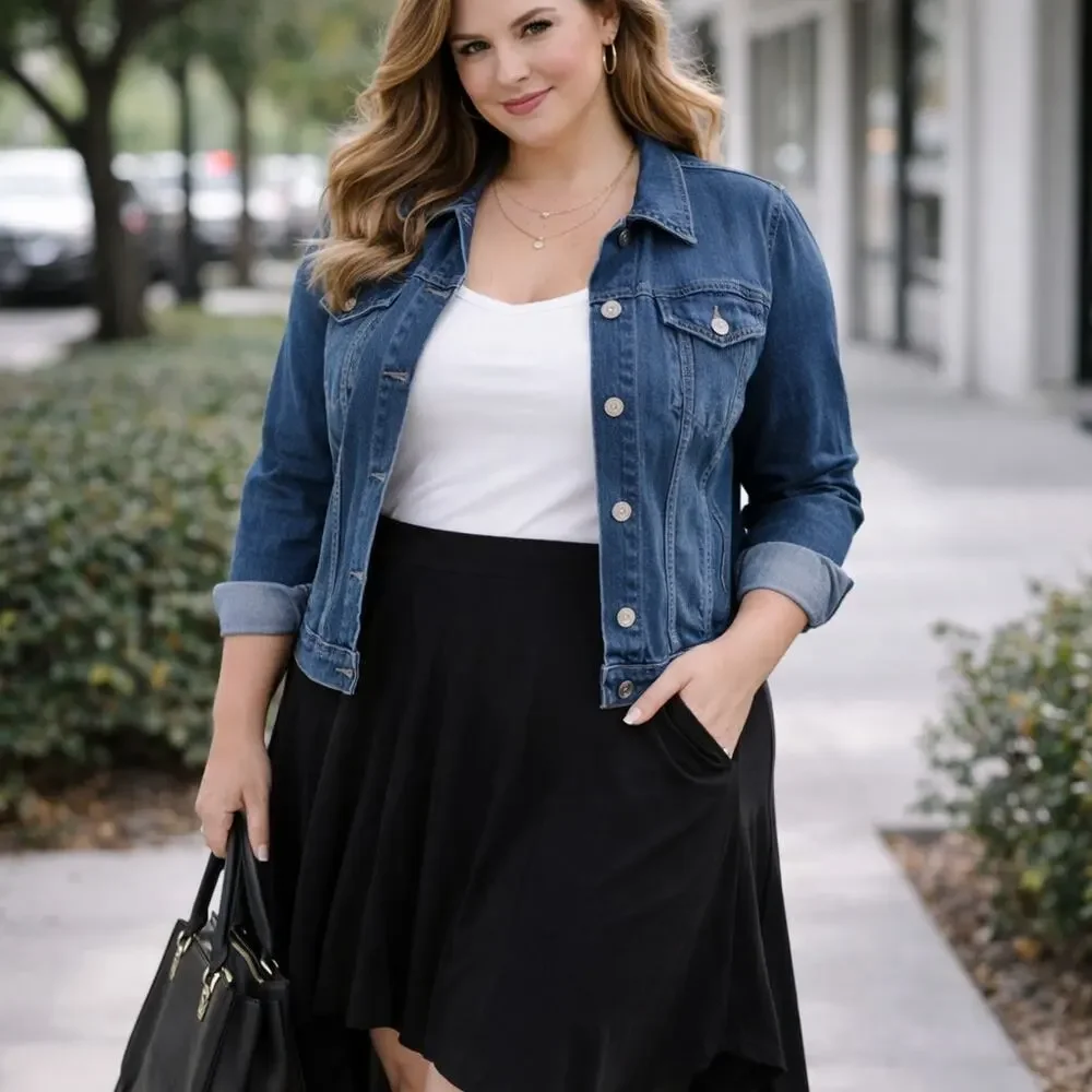 Lane Bryant Black Sharkbite Hem Skirt | Flowy Pull-On Midi | Size 22/24